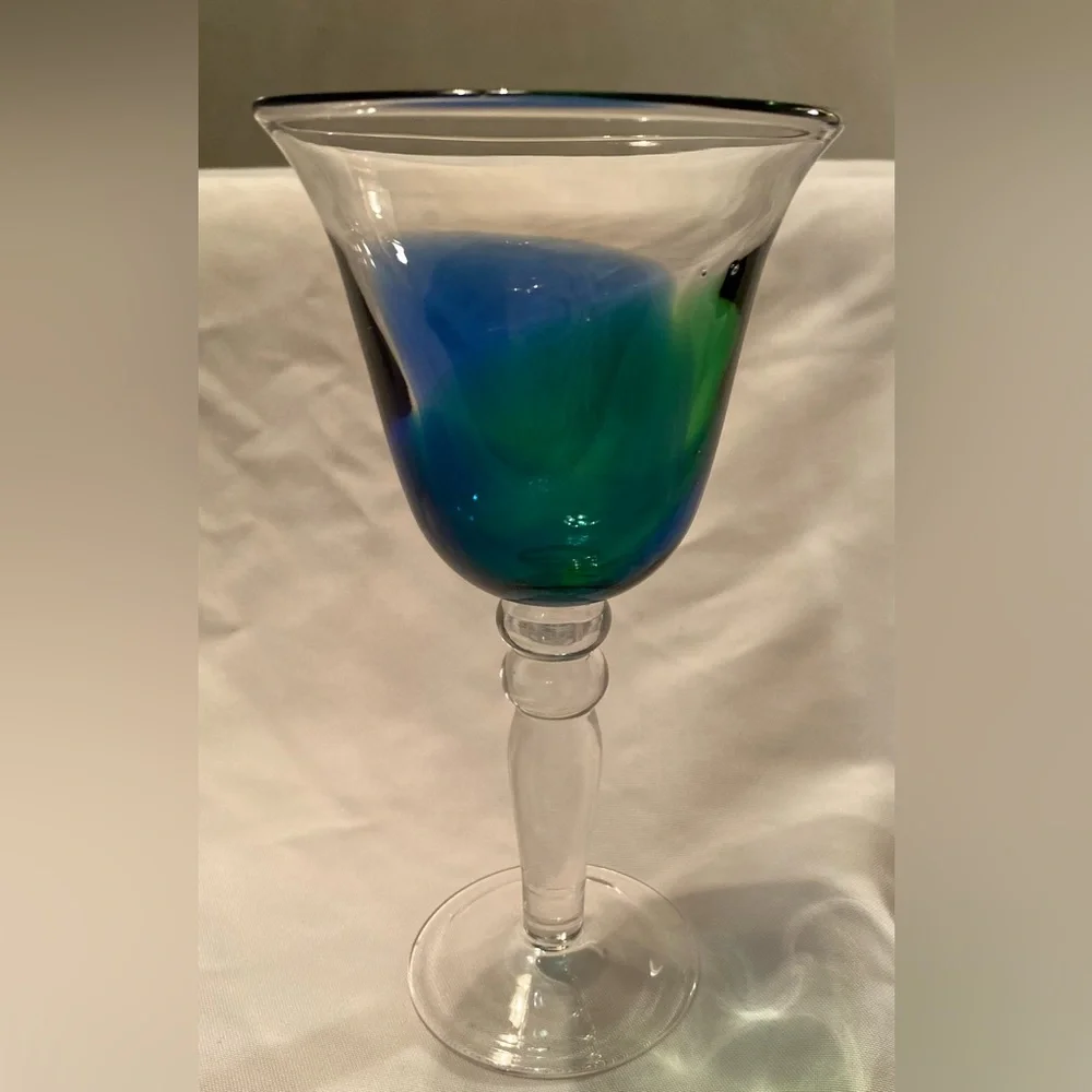 Pier One Hand Blown Wine Glass Goblet